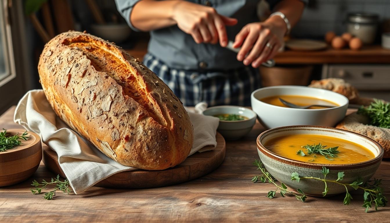 Measured baking ingredients prepared on a counter